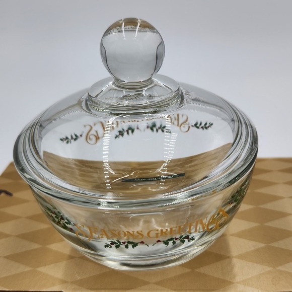 VTG Hometrends Anchor Hocking Glass Sugar & Cream Set Season Greetings Deadstock - Picture 9 of 14